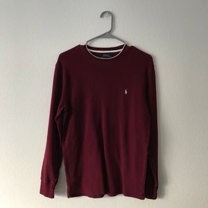 Polo Ralph Lauren Maroon Waffle Long Sleeve